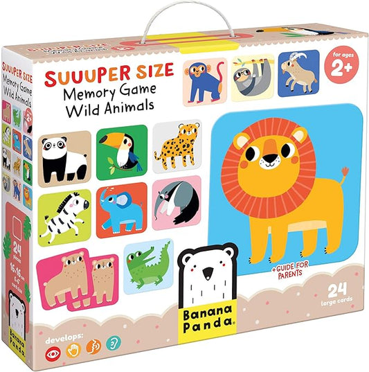 Banana Panda Suuuper Size Memory Game - Wild Animals - Classic Toddler Game includes 24 Extra-Large Cards - Play Matching Games, Use as Flashcards, for little kids ages 2-4 years