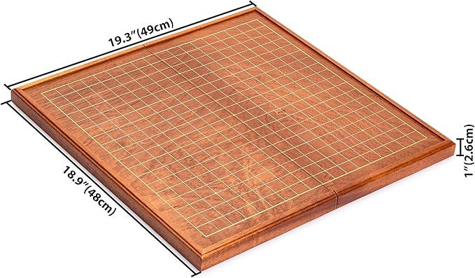 Yellow Mountain Imports Rosewood 1-Inch Folding Go Game Set Board with Double Convex Melamine Stones - Classic Strategy Board Game (Baduk/Weiqi)