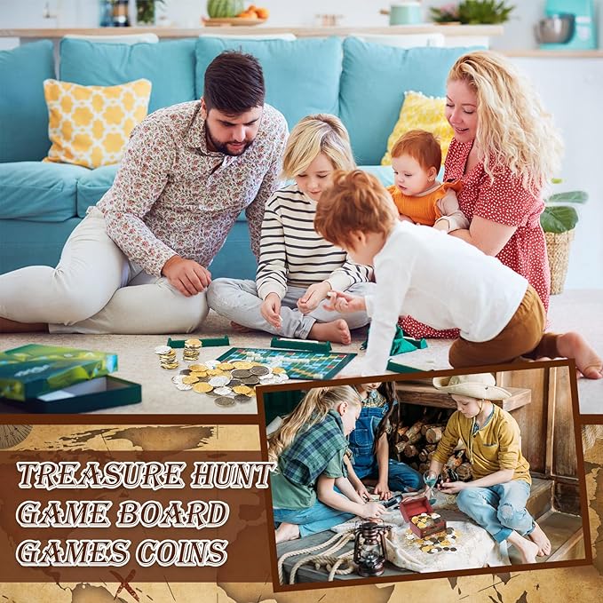 Hanaive 100 Pcs Metal Pirate Coins Treasure Chest Spanish Doubloon Fake Coins Tokens for Kids Board Games Pirate Party Cosplay (Groovy Style)