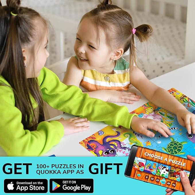 QUOKKA Puzzles for Kids Ages 4-6 - Set of 4x60 Jigsaw Puzzles for Toddlers 3-5 - Animals Toys for Children 6-8 yo - Gift Educational Game for Boys & Girls