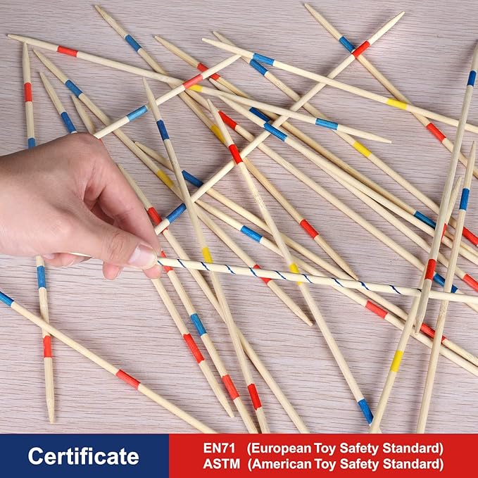 41 Piece 12 Inch Bamboo Pick Up Sticks Game Classic Table Game Fun Family Board Game Gift for Adults and Kids