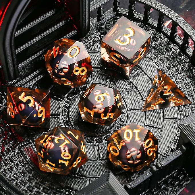 Sharp Edge Dice DND, DND Eyeball Dice Set, Liquid Core Dragon Eye Dice for Role Playing Table Games