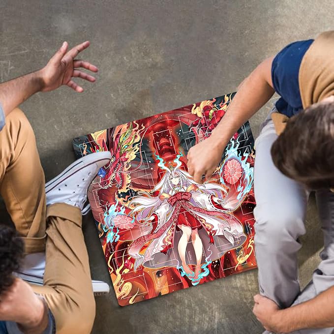 Card Rubber Mat - 2 Player, Square playmat for Gamer 60x60cm/23.6x23.6inch