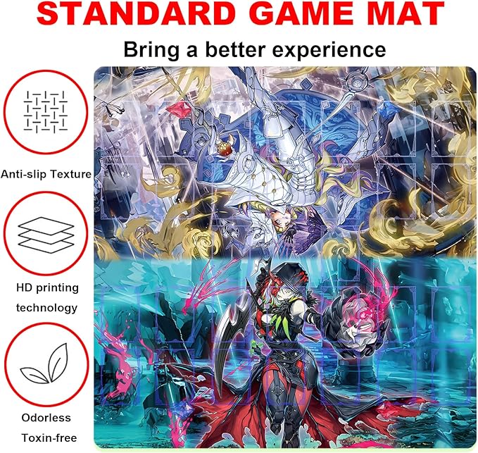 Card Rubber Mat - 2 Player, Square playmat for Gamer 60x60cm/23.6x23.6inch (doublemat21)