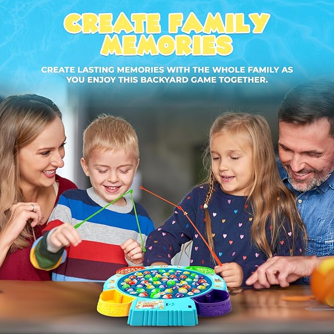 IPIDIPI TOYS Fishing Game for Kids, Light Up Magnetic for Toddlers - Rotating Fish Board with Music and LED, Fine Motor Skill Activity for Boys and Girls - 45 Fish, 8 Poles