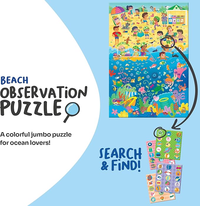 Beach Observation Puzzle - A Family Search & Find Game About Ocean Conservation - Fun & Educational Preschool Games for Boys and Girls - Learning Resources for Kids Ages 4-6 by Adventerra Games