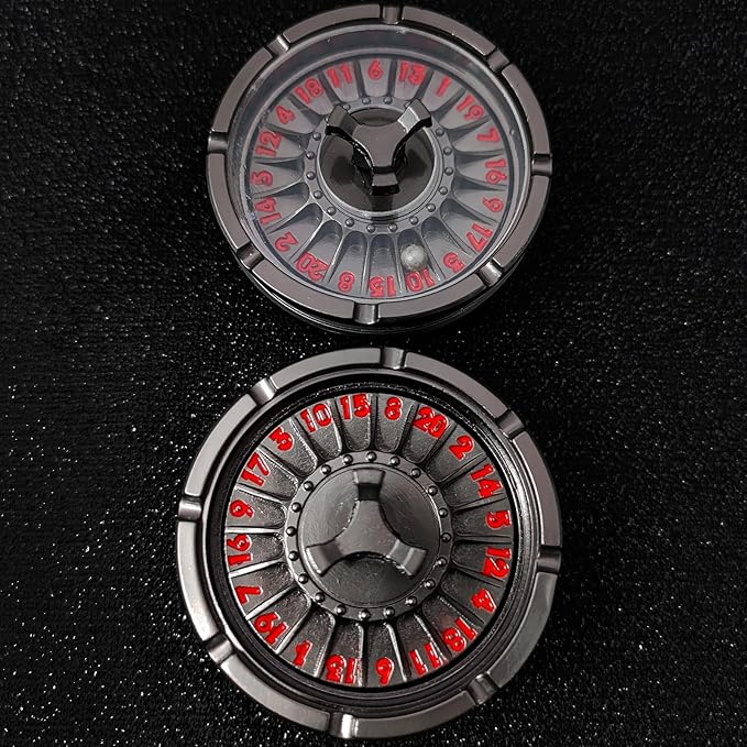 G20 Roulette Dice Spinner for DND Dice Set, 7-in-1 Dragon Metal D&D Dice with Gift Case for Dungeons and Dragon Game, RPG Role Playing Table Game Gifts (Black-red)