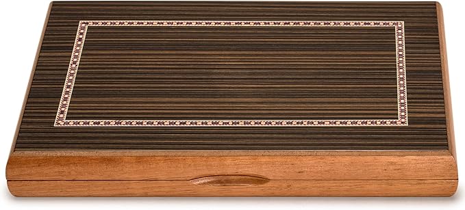 Yellow Mountain Imports Wooden Inlaid Backgammon Set, Dorne - with Wooden Playing Pieces and Accessories, 13-inch Board