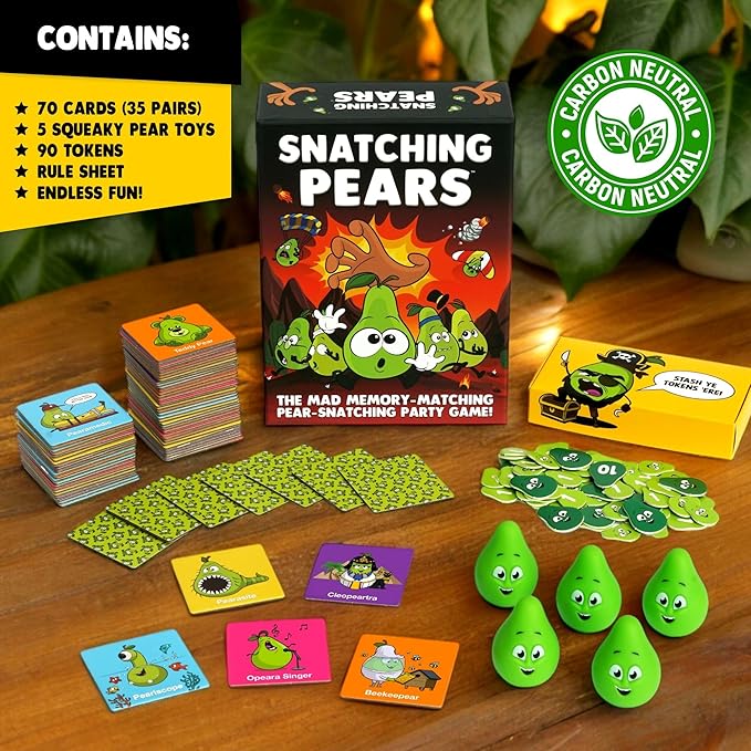 Snatching Pears! – The Hilarious Memory-Matching, Pear-Snatching Party Game | Family Board Game for Kids, Teens & Adults | 2-6 Players, Age 7+