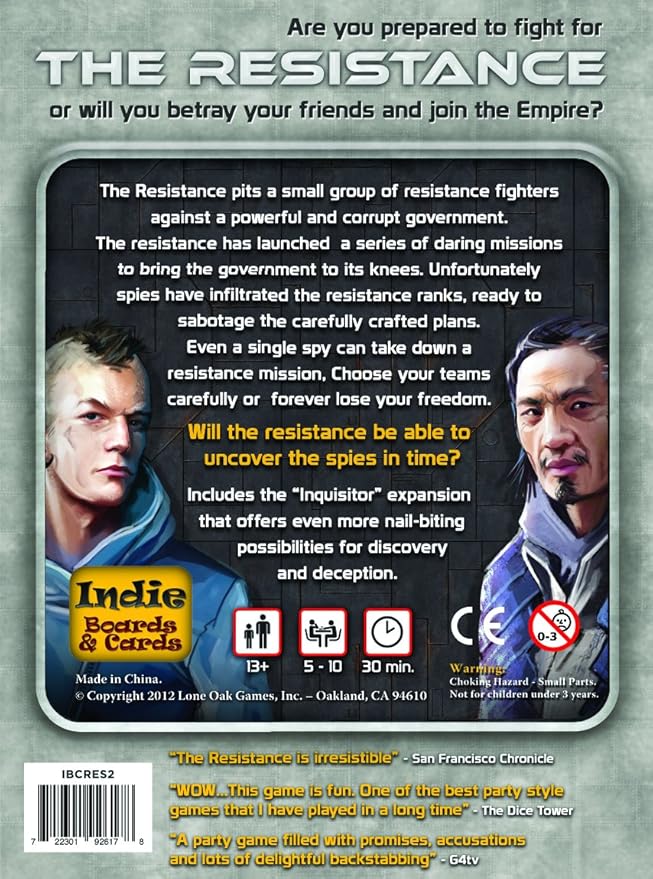 The Resistance Card Game - Social Deduction, Strategy, Bluffing, Negotiation, and Deception for Teens and Adults - Party Game for 5-10 Players Ages 13+ in 30 Minute Rounds by Indie Boards & Cards