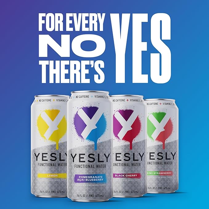 Yesly Functional Water, Variety Pack, Naturally Flavored Still Water with Electrolytes, Magnesium, Potassium, Vitamin C, B6 & B12, Zero Sugar, No Artificial Sweeteners, 16 Fl Oz Cans, 12 Pack