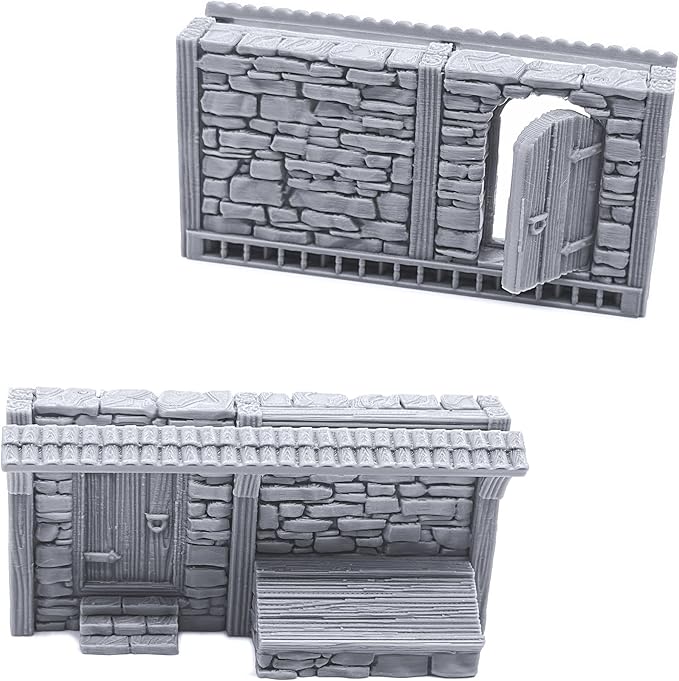Terrace Shopfronts by Printable Scenery, 3D Printed Tabletop RPG Scenery and Wargame Terrain 28mm Miniatures