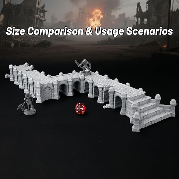 AF687 Broken Viaduct – DND Terrain for Dungeon Masters, 28PCS RPG Starter Set with Modular Bridge Ruins, Perfect Beginner Bundle for TTRPG and Tabletop Campaigns - Role Playing Buildings