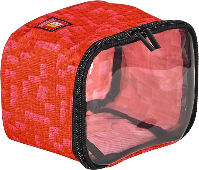 4-piece Kids Toy Storage Organizer Set Bag for Lego Building Bricks with See Through Clear TPU Top, Small Toy Packing Cube Bags, Clean Up Container case (grid pattern)