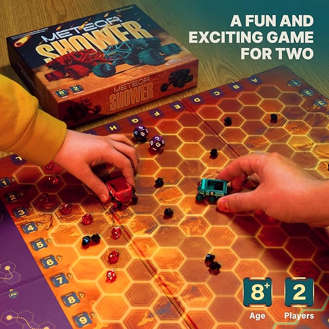 Queensell Meteor Shower – Board Game for Adults and Kids - Fast Strategy Game - 2 Player Tabletop Game – Educational Toys Gift – Fun Family Games for Ages 8 and up