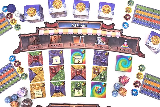Sorcerer City Board Game | -Tile Laying and Deck Building Strategy Game of Wizard Architects, for Teens and Adults, 1-6 Players