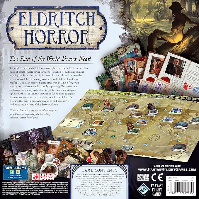 Eldritch Horror Board Game (Base Game) | Mystery, Strategy, Cooperative Board Game for Adults and Family | Ages 14+ | 1-8 Players | Avg. Playtime 2-4 Hours | Made by Fantasy Flight Games