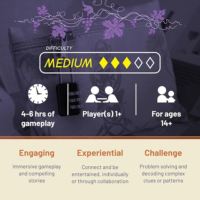 Hunt A Killer: Dead on The Vine, Solve a Murder at a Winery, Interactive Unsolved Mysteries Game, Mystery Box for Game Night, Murder Mysteries Card, Puzzle, and Board Games, for Players Age 14+