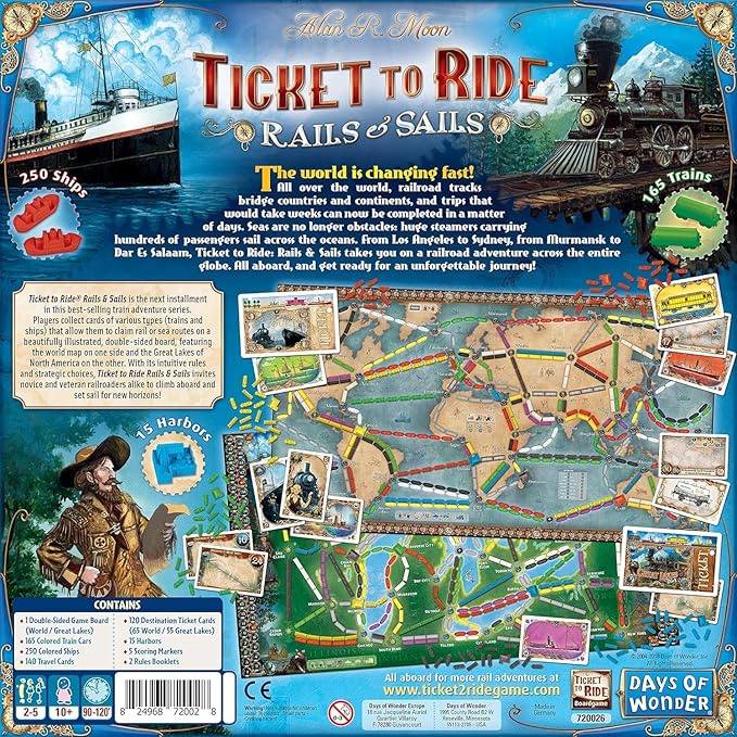 Ticket to Ride Rails & Sails Board Game - Train Route-Building Strategy Game, Fun Family Game for Kids & Adults, Ages 10+, 2-5 Players, 90-120 Minute Playtime, Made by Days of Wonder