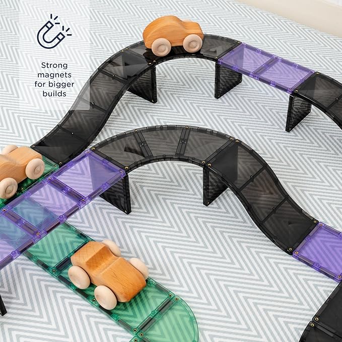 Connetix Magnetic Tiles Roads Ramps & Intersections Pack, 16 Pieces