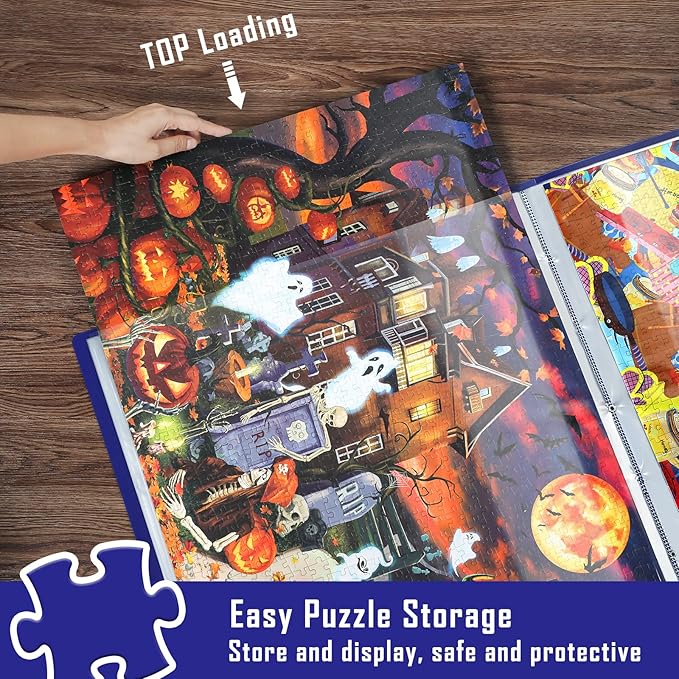 HXMARS Puzzle Storage Folder for 1000-Pieces: Large Capacity Jigsaw Puzzles Organizer Portable with 20 Pockets, Dustproof & Protective Puzzle Accessory