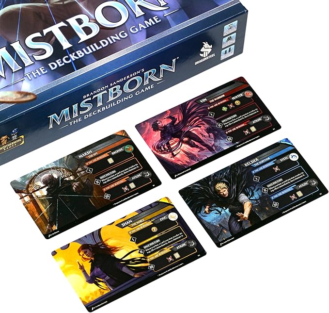 Mistborn Deckbuilding Game - Forge Alliances in Epic Metal-Burning Battles - Cooperative Card Game by Designer John - Immersive Strategic Gameplay