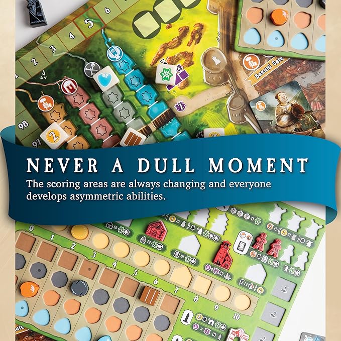 Castellans Board Game - Valeria Universe of Games - Strategy Board Game with Dice Drafting, Resource Management, and Area Control. Game Night for 1-5 Players, Solo Game Mode