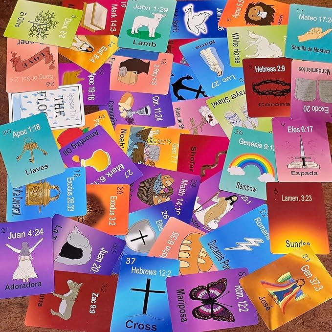 Bible Loteria Game - Christian Bingo - Easy Family-Friendly Party Games - Religious - Card Games for Adults, Teens & Kids - Large Group Games - Spanish Christian Game - 2-10 Players
