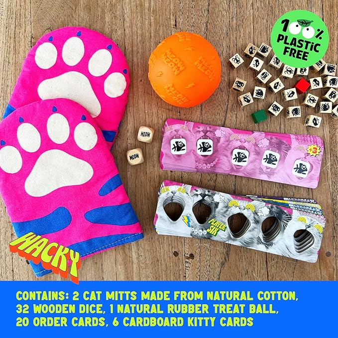 The Cat Mitt Game - Hiss-Terically Fun Party Game for all the Family! Plastic-Free, Eco Board Game, Oven Mitt Game Night, Tabletop, Strategy, Funny Family, Summer, Best Birthday Gift, Meow Meow, Gag,