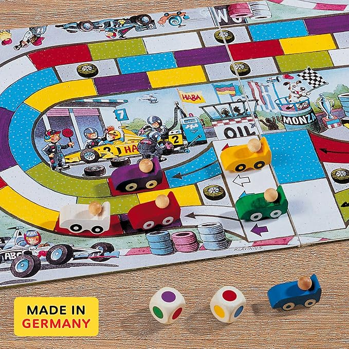 HABA Monza - Car Racing Games & Beginner's Board Game, Engaging Family Games for Kids and Adults Ages 5+ (Made in Germany)