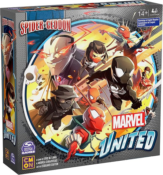 Spin Master Games, Marvel United: Spider-Geddon, Strategy Board Game, Collectible Spider Man Figurines, for Fans of Marvel Rivals & Action Movie Toys, 1-4 Players, for Ages 14 & Up