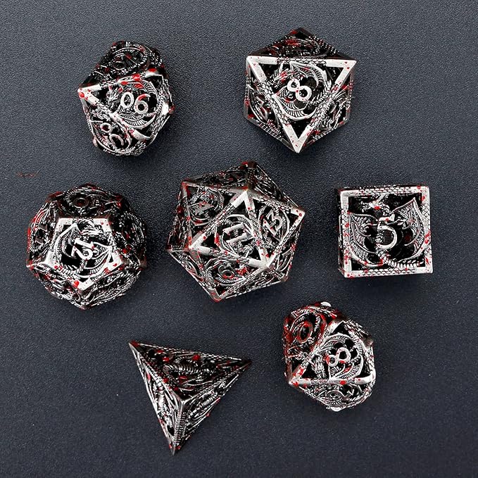 AncientDeer 7pcs Metal Polyhedral Dice Set - Hollow Pure Copper D&D Dice, Used for Dungeon and Dragons, Role-play RPG Games