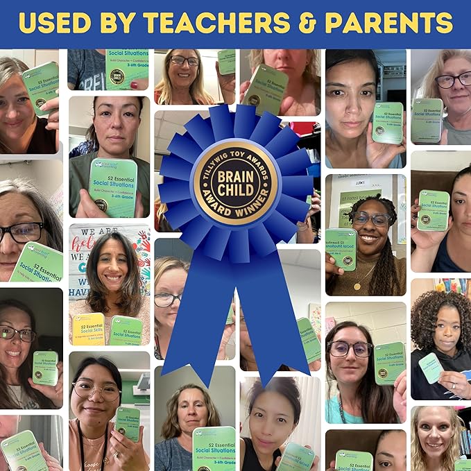 52 Essential Social Situations - Social Skills Activities for Kids (3-6th Grade) - Social Emotional Learning & Growth Mindset for Family, Classroom, Counseling - Conversation Card Games for Kids 8-12