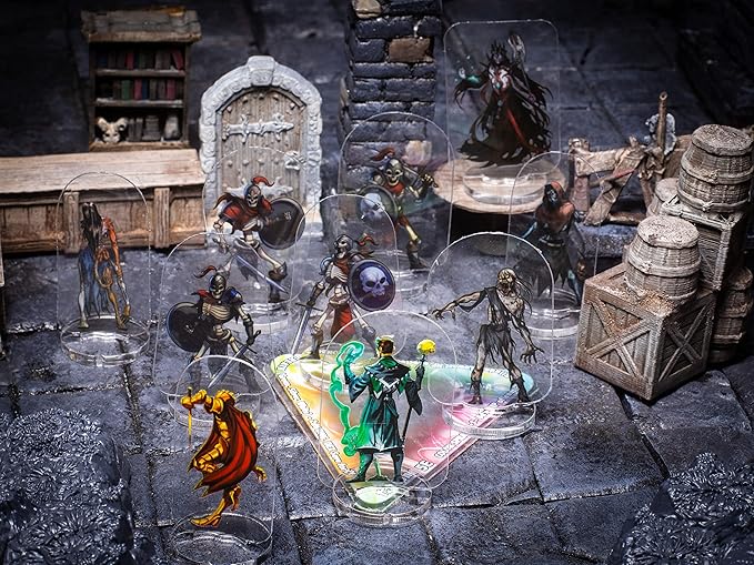 Arcknight Dungeons & Dragons Spell Effects AOE Templates - DND Accessories 24pc Complete Area of Effect Marker Set for D&D 5E - Clear Overlay Measurement Tools All Shapes, Conditions & Buffs