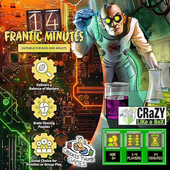 14 Frantic Minutes - Thrilling Puzzle Chase Game - Escape 7 Locked Rooms in 14 Minutes - Solo & Cooperative Play for Kids & Adults - Mystery, Strategy, and Fun for Age 8+!