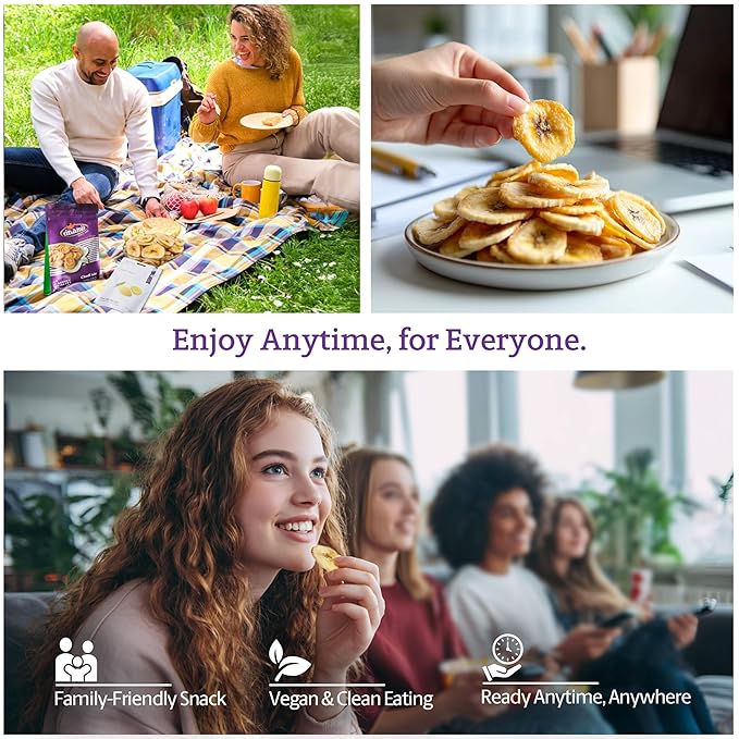 Vinamit Dried Banana Chips | Unsweetened Banana Chips | 8.8 oz Bag | Naturally Sweet, Non-GMO, Gluten-Free & No Added Sugar | Rich in Potassium | Ideal for Travel, Healthy Snacking