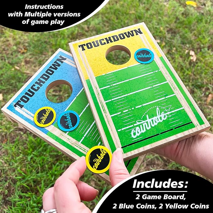 Hasbro Tabletop Game Coin Bouncing Party Game | Desktop Cornhole Game Set Board Game | Indoor Outdoor Fun for Kids and Adults (Touchdown Game Set)