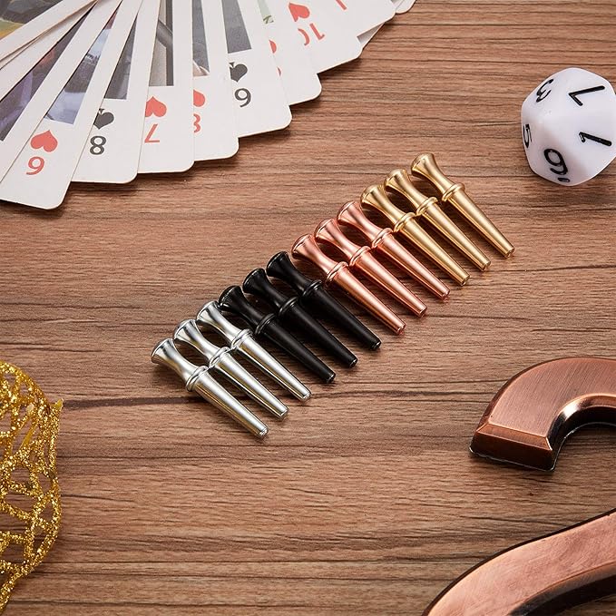 Lounsweer 300 Pcs Metal Cribbage Pegs Crib Board Pegs 4 Colors Crib Pegs Fit 1/8 Holes with Drawstring Storage Pouch Tapered Design for Family and Friend Cribbage Traditional Board Game