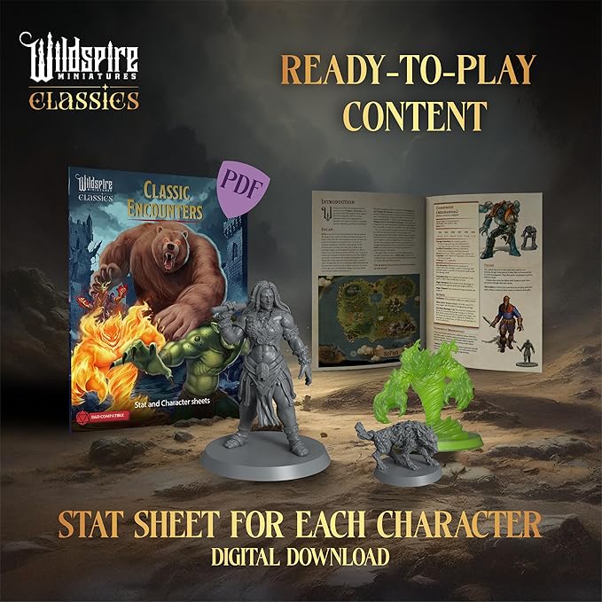 Classic Encounters - Expansion Set I - 60 Iconic DND Miniatures Bulk Monsters, Unpainted Tabletop RPG DND Minis, D&D Miniatures, Fantasy Figurines, Dungeons & Dragons Minis, 28mm, Assembled Unprimed