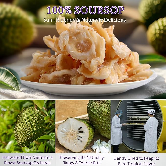 Vinamit Soft Dried Spicy Soursop | 3.5 oz Bag | Spicy Tropical Fruit Snack | Vegan, Gluten-Free, No-GMO | High in Fiber | Ideal for Travel & Healthy Snacking