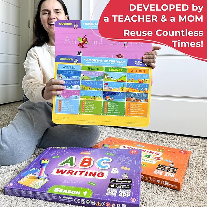 QUOKKA Busy Book Practice Handwriting for Kids - ABC - Learn to Write for Toddlers 3-5 | 30 Tasks | Pre K ABC Letter Tracing | Homeschool Preschool Learning Activities