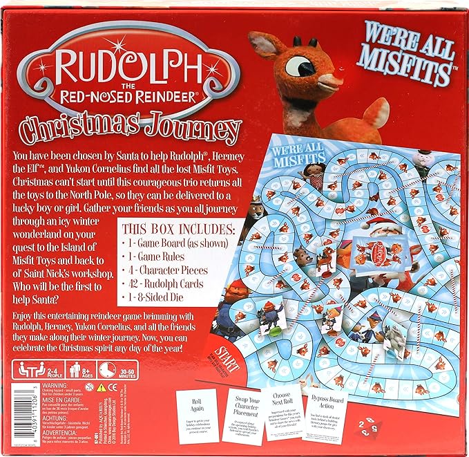 AQUARIUS Rudolph The Red-Nosed Reindeer Board Game - Fun Family Christmas Gift for Kids & Adults - Officially Licensed Rudolph Merchandise & Collectibles