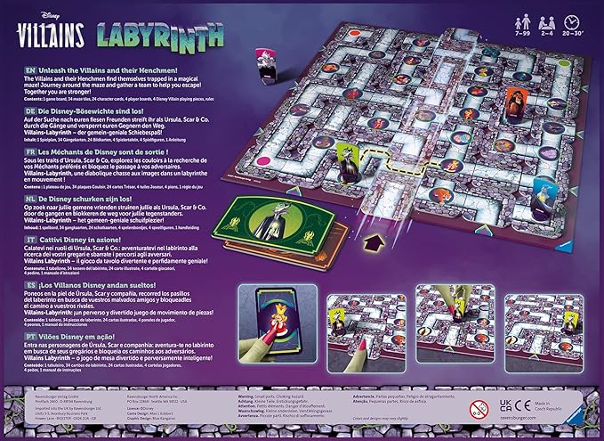 Ravensburger Disney Villains Labyrinth Board Game - Engaging Family Fun for Ages 7 and Up | Dynamic Maze Puzzle | Quality Design | Ideal Gift for Disney Fans