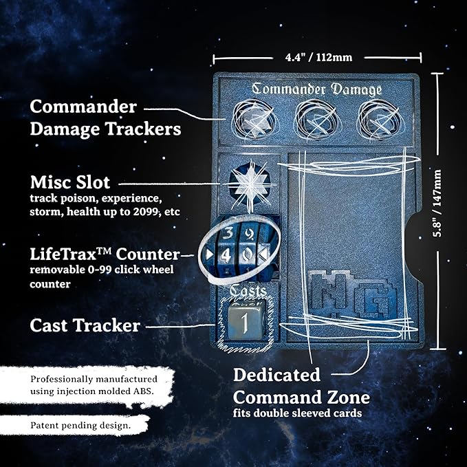 NERD GEAR Commander Essentials Kit - Ultimate Accessory for MTG Commander EDH - MTG Command Zone Tray - Health Counter - Spin Down Dice - Dry Erase Tokens (Deep Blue)