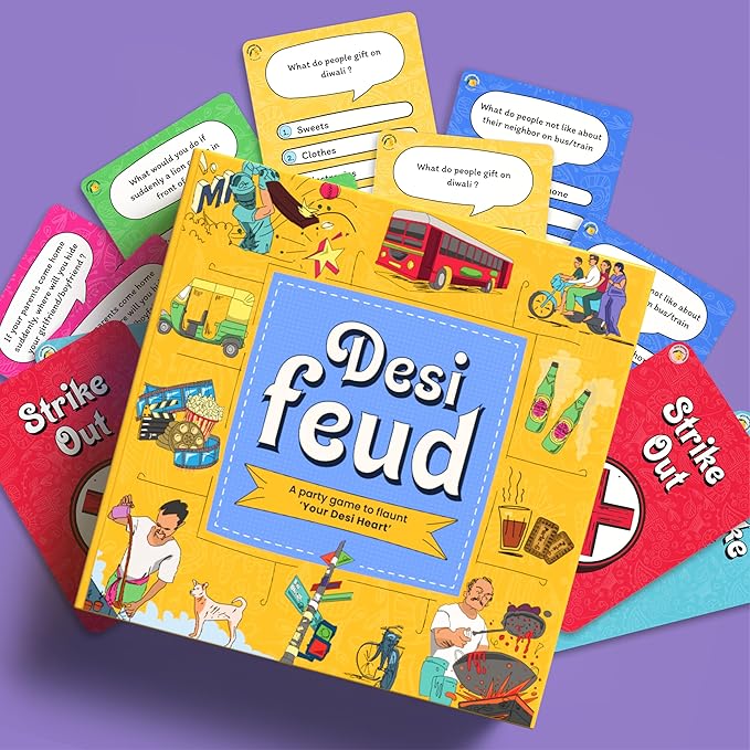 Desi Feud Board Game | Ultimate Survey Gameshow | Fun for Friends & Family | Great for House Party, Gifting & Road Trips | Easy to Play