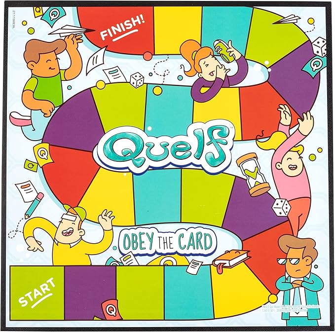 Spin Master Quelf Board Game: Party Game for Teens and Adults -Obey The Cards to Win Family Game Night - 300 Outrageous Action Cards Combines Quiz Questions, Stunts, Acting, and Hilarious Rules