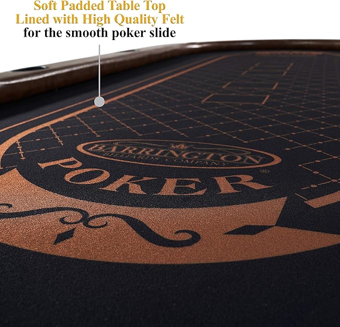 Barrington Poker Multiple Styles Folding Poker Table & Poker Table Top/Dining Table Collection, Durable Padded Rail Tables with Felt Playing Surface, Perfect for Texas Holdem Games