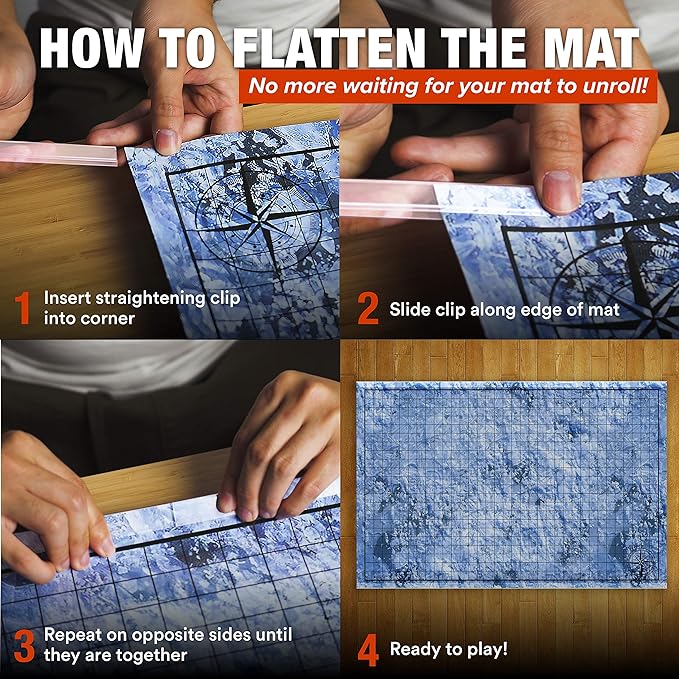 TIDYBOSS Dungeons and Dragons Starter Set | 3 X Double Sides 24x 36 Game Grid Mat | 6 Terrains Includes Dry Erase Markers, Eraser, Dice and Clips