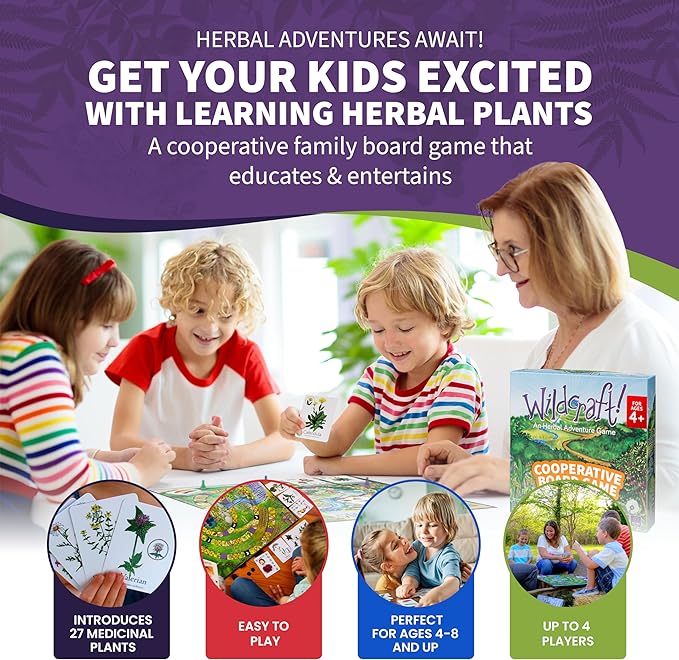 Wildcraft! an Herbal Adventure Game/Family Game: Cooperative Board Games for 4+ Year Olds Learn 25 Herbs – Coop Board Games/Educational Games w/Learning Tools, incl. Plant Guide & Coloring Book