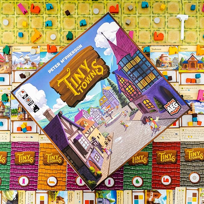 AEG Tiny Towns | Award-Winning Abstract Strategy Board Game | Plan and Construct a Thriving Town | Puzzly City Building | 1-6 Players | Ages 14+